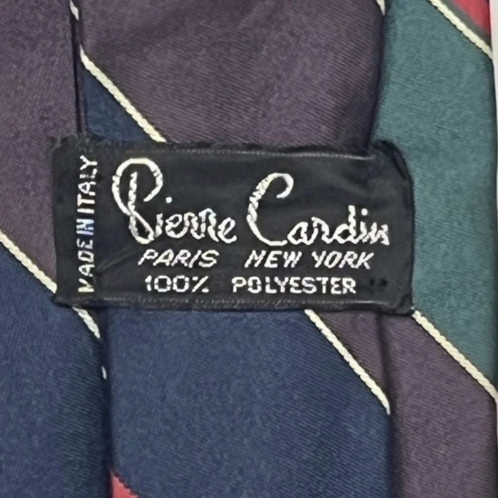 Pierre Cardin Tie Navy Burgundy Green Striped Made In Italy Classic‎ Designer